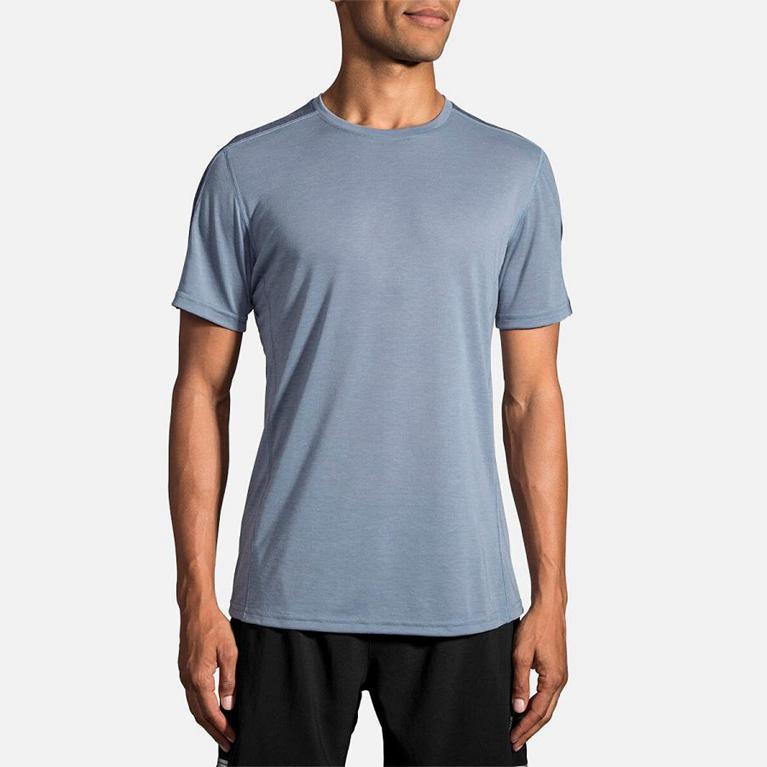 Brooks Distance Mens Short Sleeve Running Shirt - Blue - Indonesia (FDHB-52648)